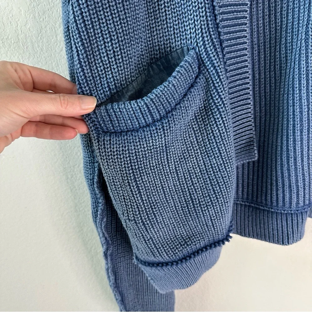 Free People Worn Thru Surplus Cardi Sparkling Blue SZ XS - Picture 3 of 7